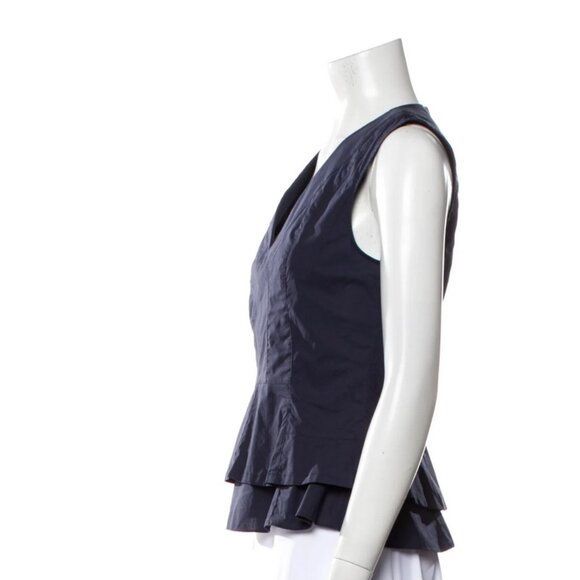 Derek Lam 10 Crosby Midnight  V-neck sleeveless poplin size 2 top - Picture 3 of 4